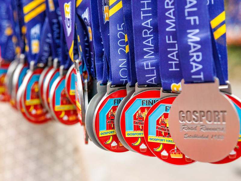 The Gosport Half Marathon 2025 finishers medals.