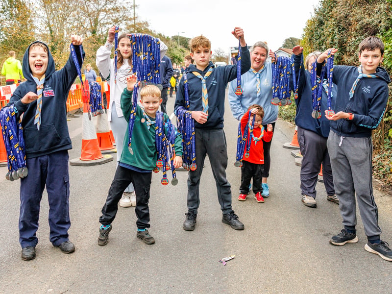 Scouts handed out the medals at the end of the race.