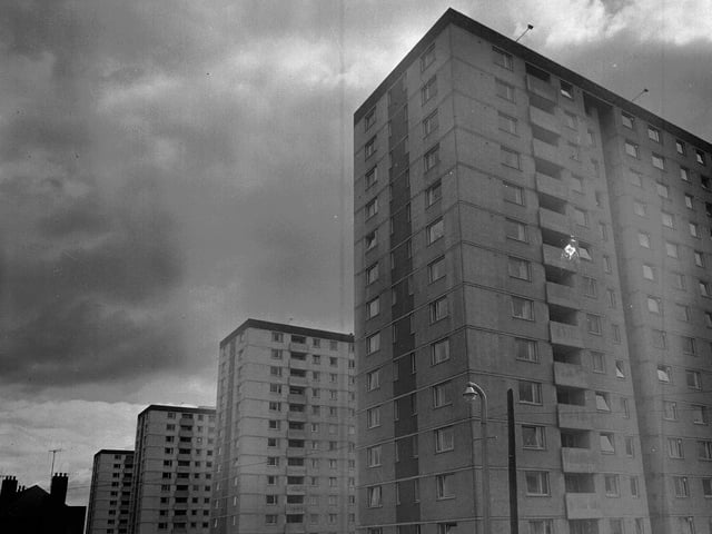 The multi-storey flats at Dallfield in Dundee pictured in October 1962.