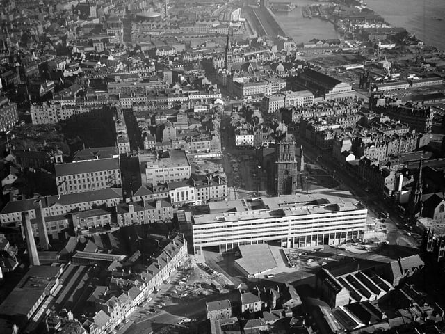 An aerial view over Dundee Shopping Centre in February 1964.