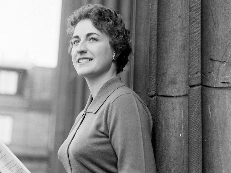 Sheila McDougall after winning the gold medal at Dundee's Gaelic Mod in October 1959.
