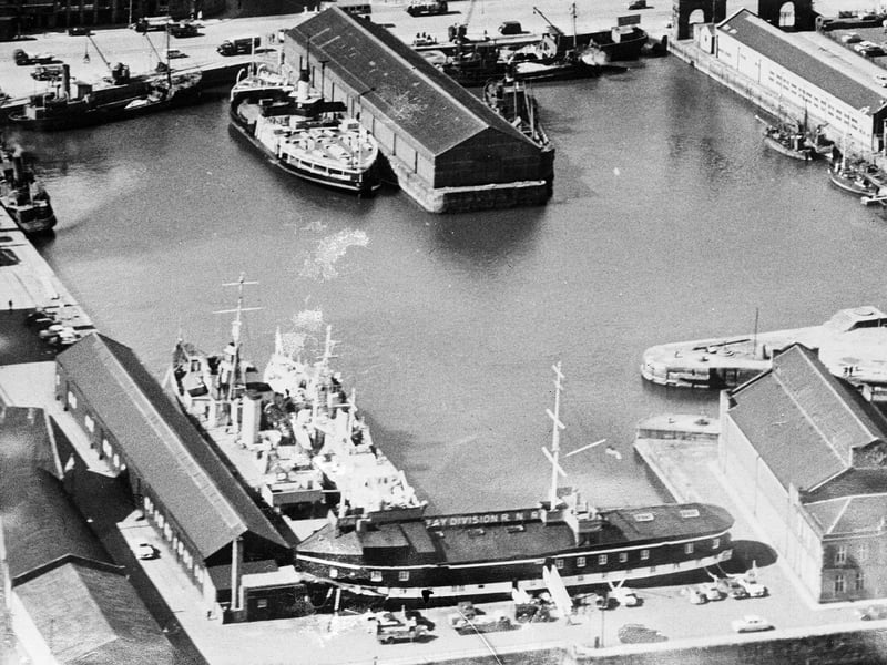 A view over Dundee Harbour in April 1956.