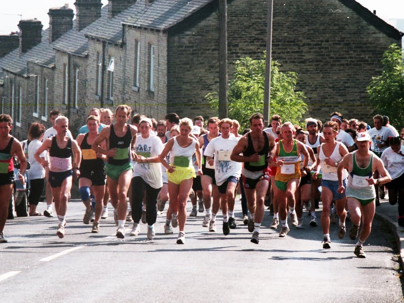Charity runners head through Crookes, Sheffield, in August 1993