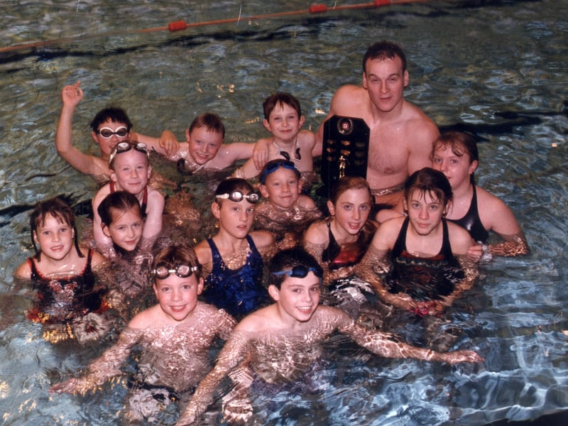 Stocksbridge Minnows Swimming Team with coach Nathan Webb in Novenber 1993