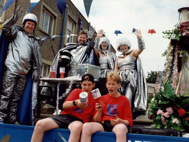 Fundraisers on the Arthur Lee float in the Lord Mayor's Parade, Sheffield, in 1993