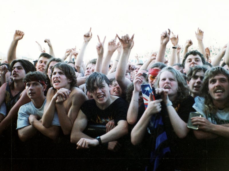 The crowd go wild during the Def Leppard concert at Don Valley Stadium on June 6, 1993