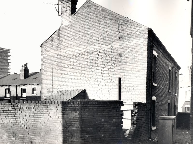The gable end in the centre of this view belongs to number 9 Nineveh Avenue. The through- by-light backs of these houses can be seen on the right edge. Included in slum clearance plans for the area.