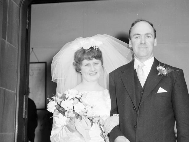 The happy couple at a wedding in Morningside Baptist Church in December 1962.