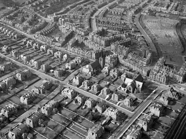 A view of Morningside showing the area along Comiston Road in April 1960.