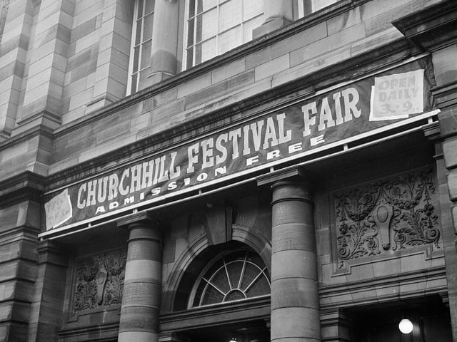 The sign above the Churchhill theatre Morningside for the Churchhill Festival Fair in Edinburgh in November 1964.