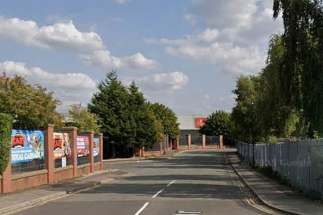 Arthur Scargill suffered a blowout and managed to get his car onto Downgate Drive, near Brightside. Photo Google