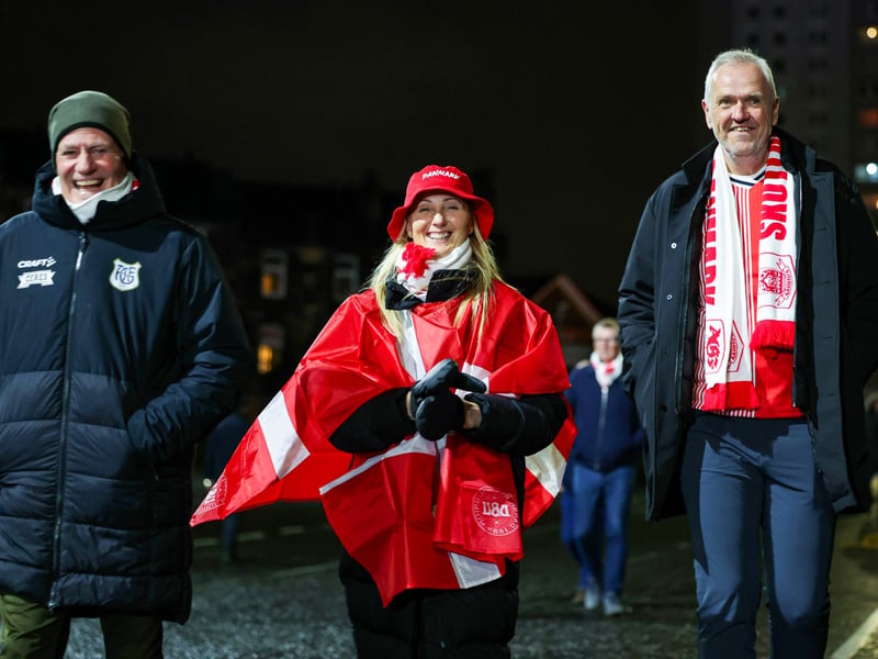 Denmark fans are all smiles ahead of the game.