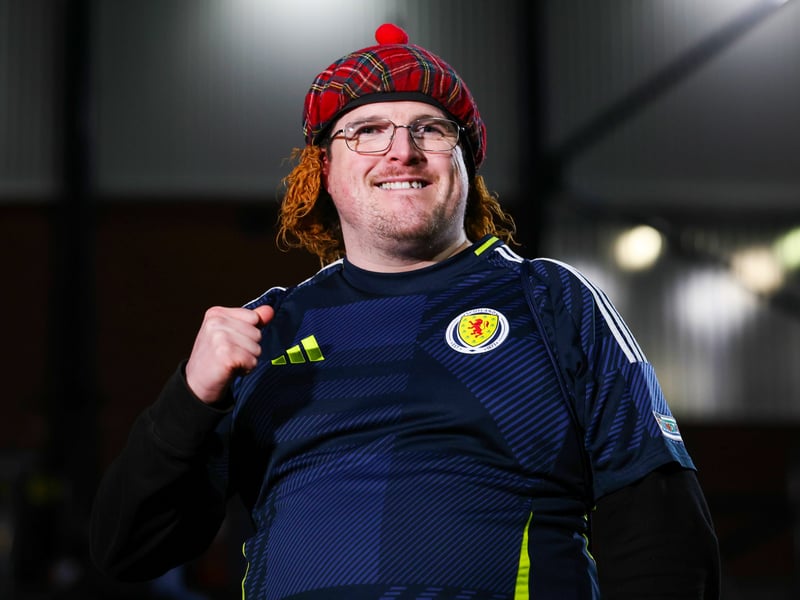 A Scotland fan prepares for kick-off ahead of the big game.
