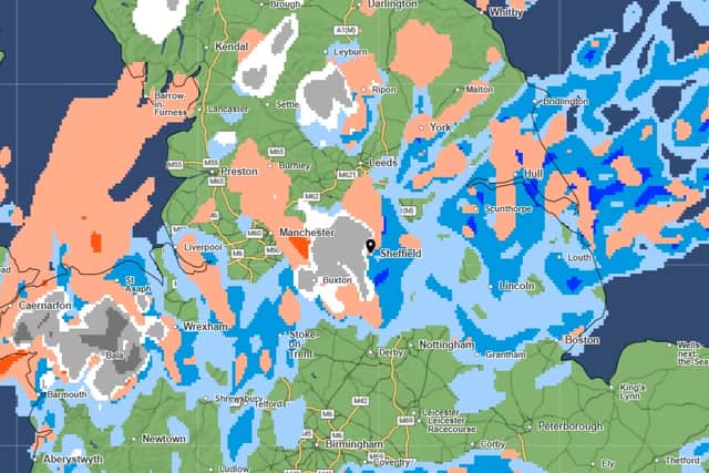 Precipitation forecasts from the Met Office show high chances of sleet in the early hours of Wednesday, November 19, 2025 (image shows forecast at 1.30am).