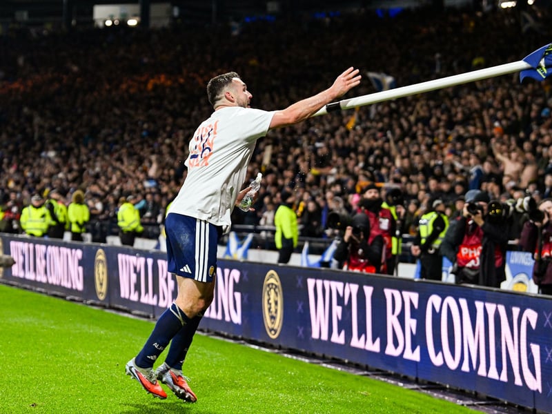 John McGinn celebrates at full time.