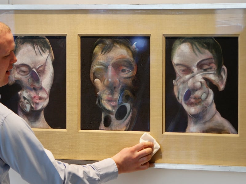 This legendary triptych, often regarded as one of the most powerful and important paintings of the 20th century, captures a raw, intense dialogue between two titans of modern British painting: Francis Bacon and his friend, rival, and subject, Lucian Freud. The exceptional price achieved when it was sold—breaking the previous record for the most expensive piece of art ever sold at auction at the time—reflects the deeply personal nature of the work and the historical significance of the artistic relationship it memorialises.