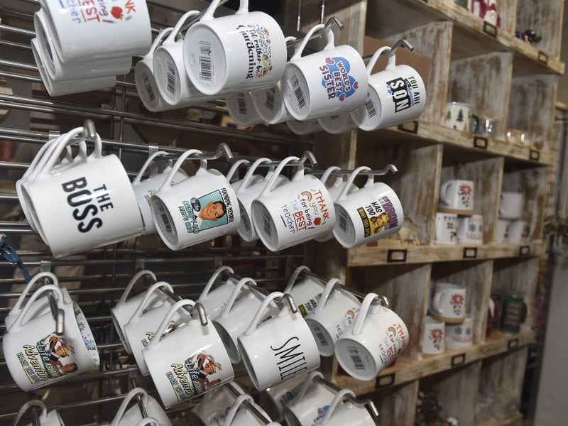 A selection of mugs on offer at Ding Dong.