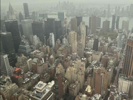 Looking down on Manhattan from the 86th floor of the Empire State Building.