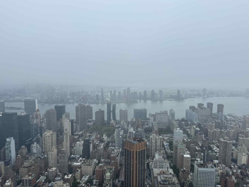 The view from the Empire State Building over the East River.