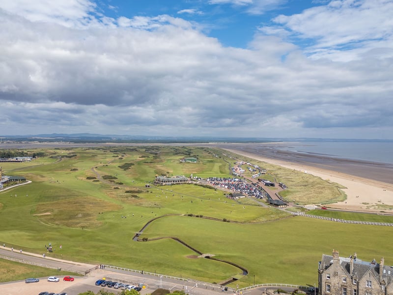 The flat has views across the Old Course and the beach beyond.