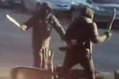 Horror video captures the moment three teenagers brutally hack each other with 24 inch machetes in broad daylight