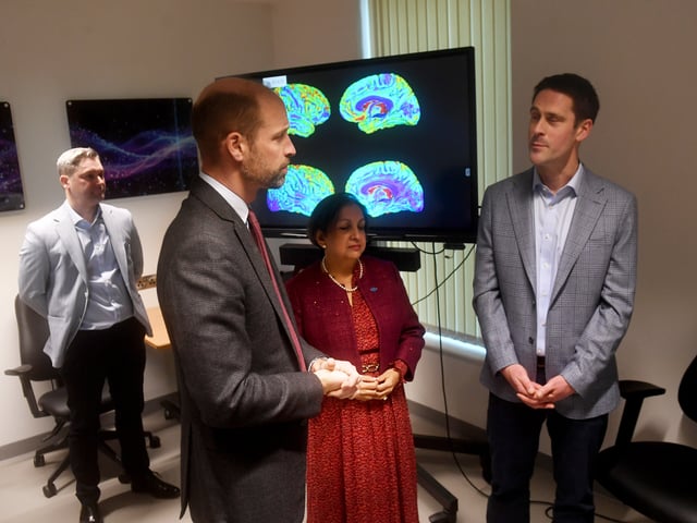 The Prince of Wales  is pictured at the opening of the state-of-the-art centre inspired by Leeds Rhinos legend Rob Burrow. 
 

