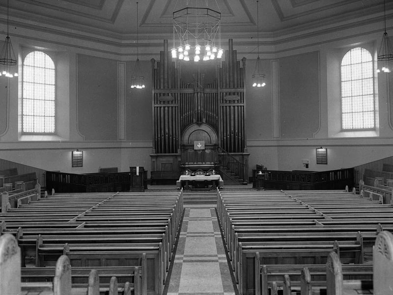 The inside of St Stephen's Church in Stockbridge after its reconstruction in 1956.