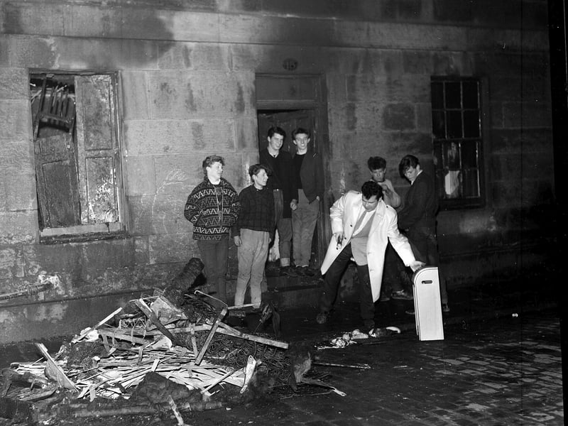 The aftermath of a fire Fire at Bedford Street in Stockbridge in March 1963.