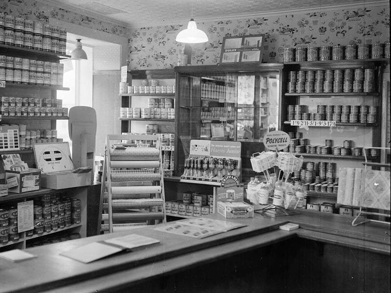 David Jack's painter and decorator shop in Stockbridge in July 1958,