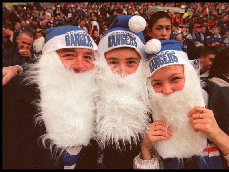 Rangers fans at the Scottish League Cup Final against St Johnstone in 1998