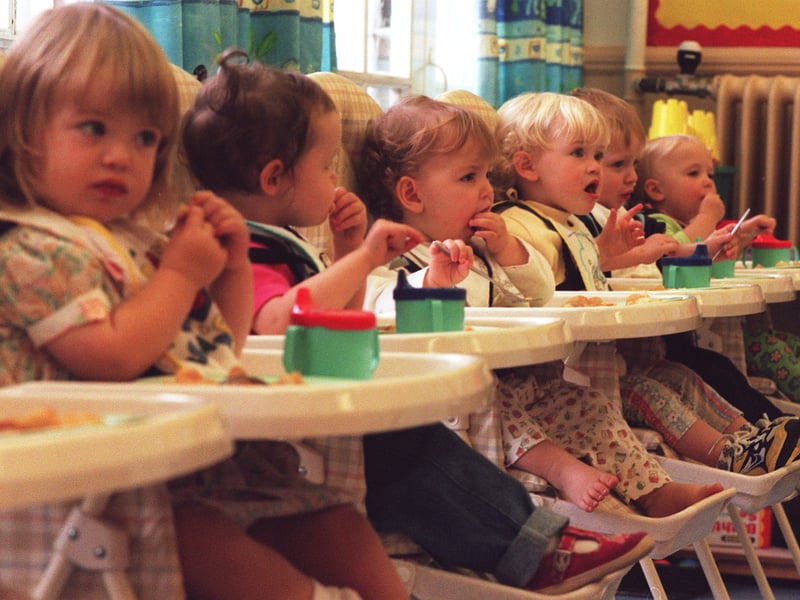 Lunch time for toddlers at Firtrees Nursery, Motherwell College, in 1998, when it was one of the largest nurseries in Europe