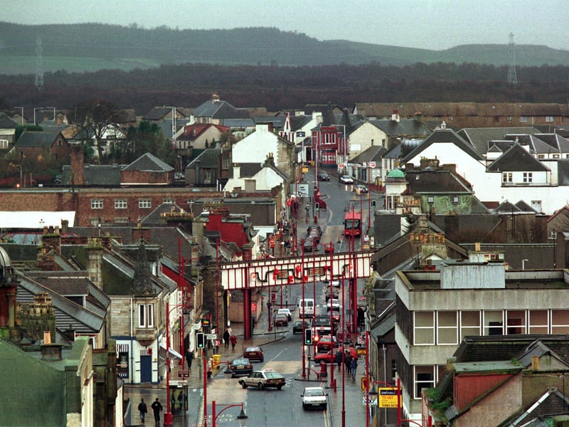Looking down at Cowdenbeath, Fife, in November 1998