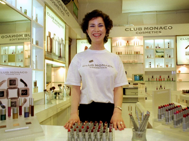 Jayne Longmuir, a cosmetic consultant at her counter in Jenners department store, in Edinburgh, in 1998