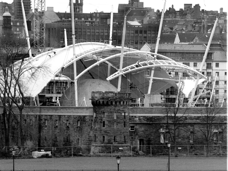 The Dynamic Earth building under construction in 1998