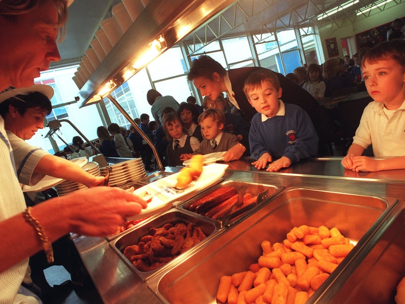 Kirkhill Primary School pupils at lunch time in 1998