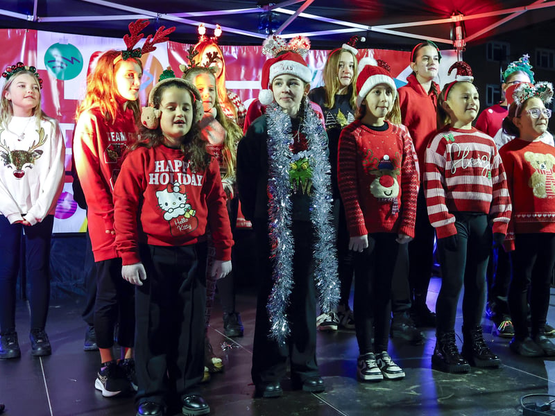 Huge crowds flocked to Palmerston Road to see the magic come alive at the annual Christmas lights switch on event. 

Pictured: Performing group called Abstract

Picture: Chris Moorhouse (201125-042)