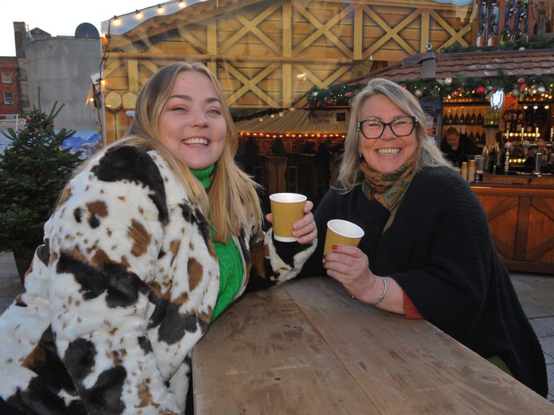 A warm mulled wine for Opppy Rushton and mum Chrys from Keighley.