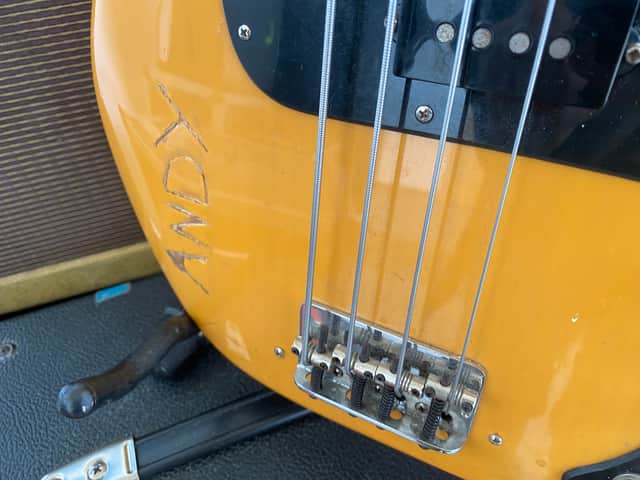 Arctic Monkeys original bassist Andy Nicholson revealed he chiselled his name on his priceless bass photo