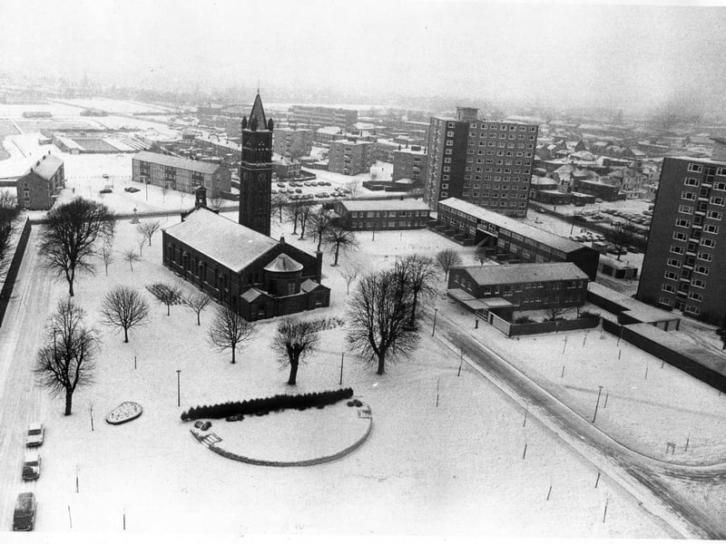 Gosport town centre covered in snow in January 1982