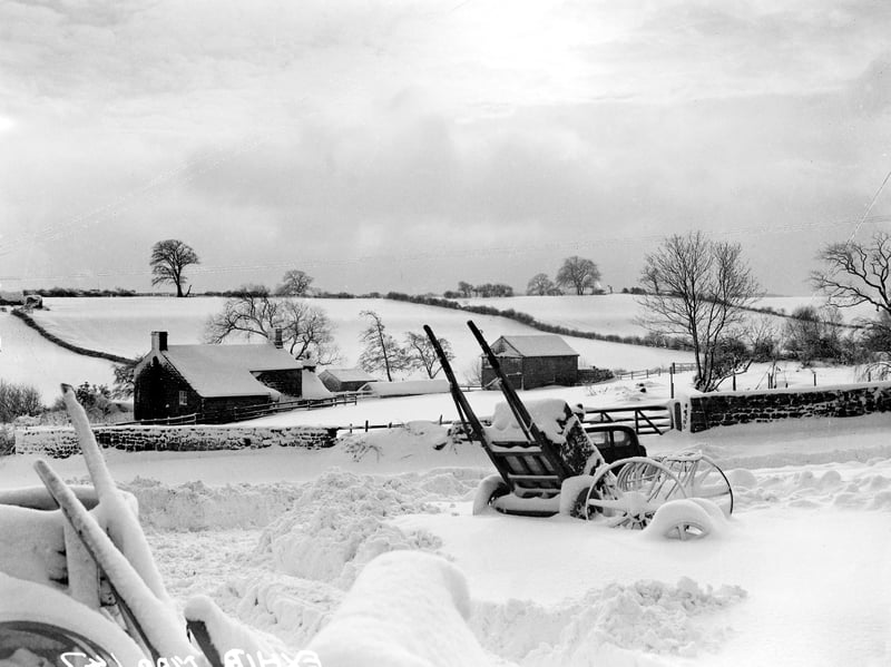 A snowy landscape at Wyke, near Bradford, in February 1947
