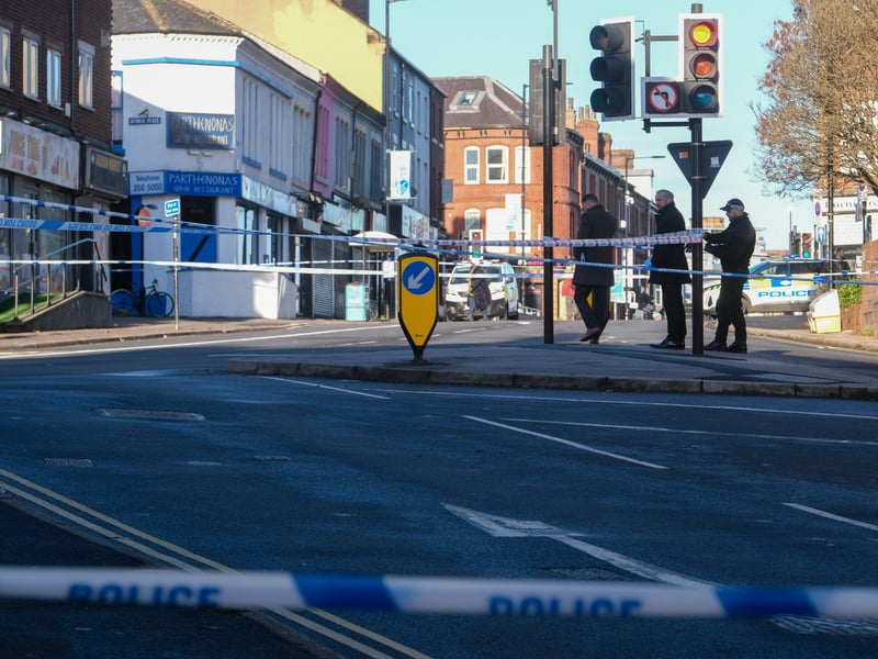 Police cordoned off a section of London Road in Sheffield after a suspected shooting on Monday evening. Photo: Dean Atkins S70 Media