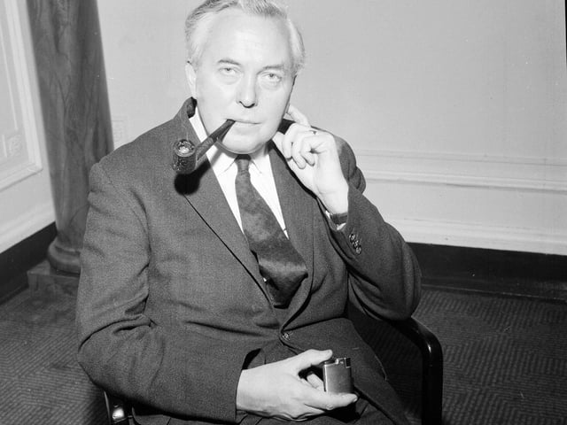 Harold Wilson backstage  at Green's Playhouse Glasgow in October 1964.