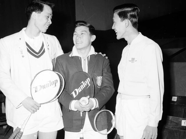 The World Invitation Badminton Tournament in the Kelvin Hall in February 1963.