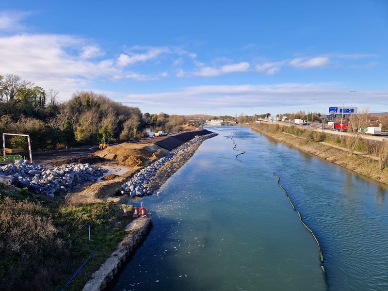 Where the old sea wall means the new embankment, looking towards Portsbridge Roundabout