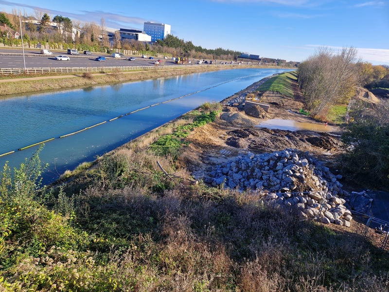 The old sea wall meets the new sea defences at Ports Creek