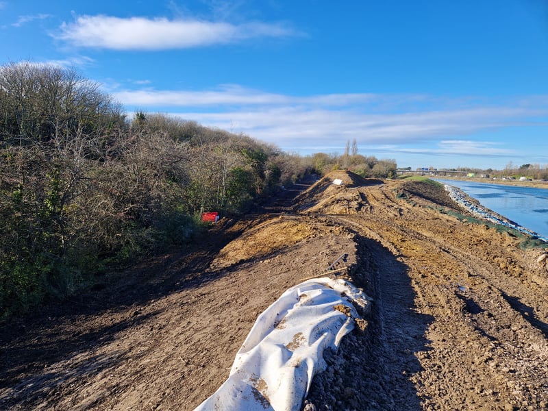 A new footpath is being created which leads to the top of the embankment
