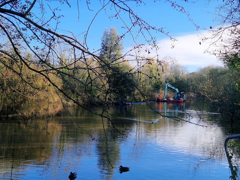 Dredging works going on at Hilsea Moat