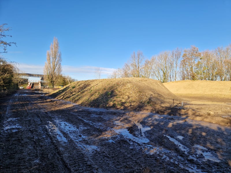 Everything is in place ready for the last section to be completed near Peronne Road bridge