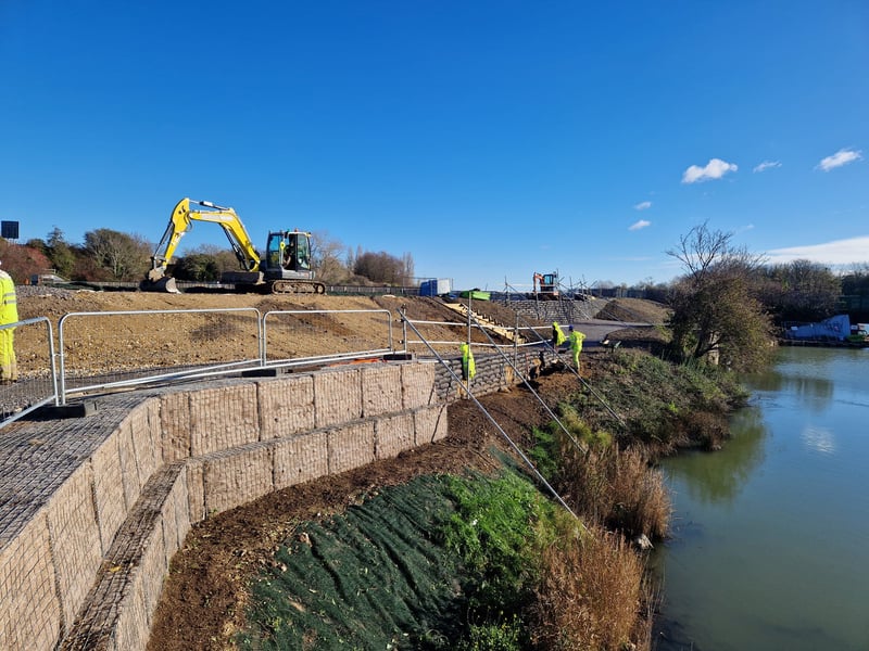 Work ongoing near the railway bridge at Ports Creek