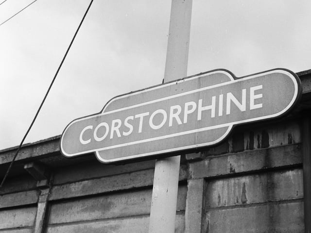 The sign at Corstorphine rail station in June 1966.